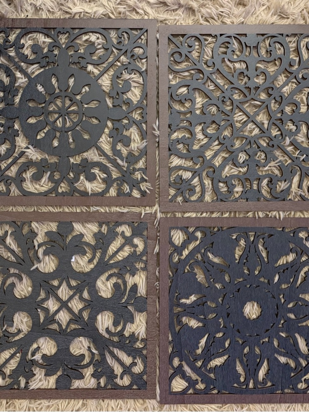 Ornate Laser-Cut Decorative Wall Panels - Dark Brown